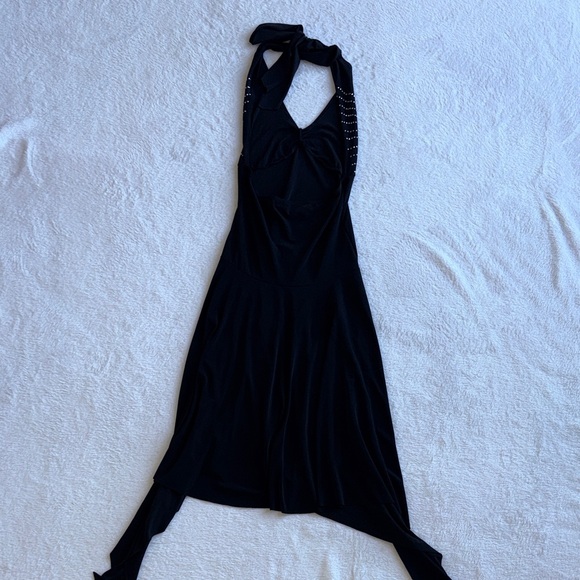 Vintage Elegant Black Halter Dress with Rhinestone Details - Picture 4 of 4